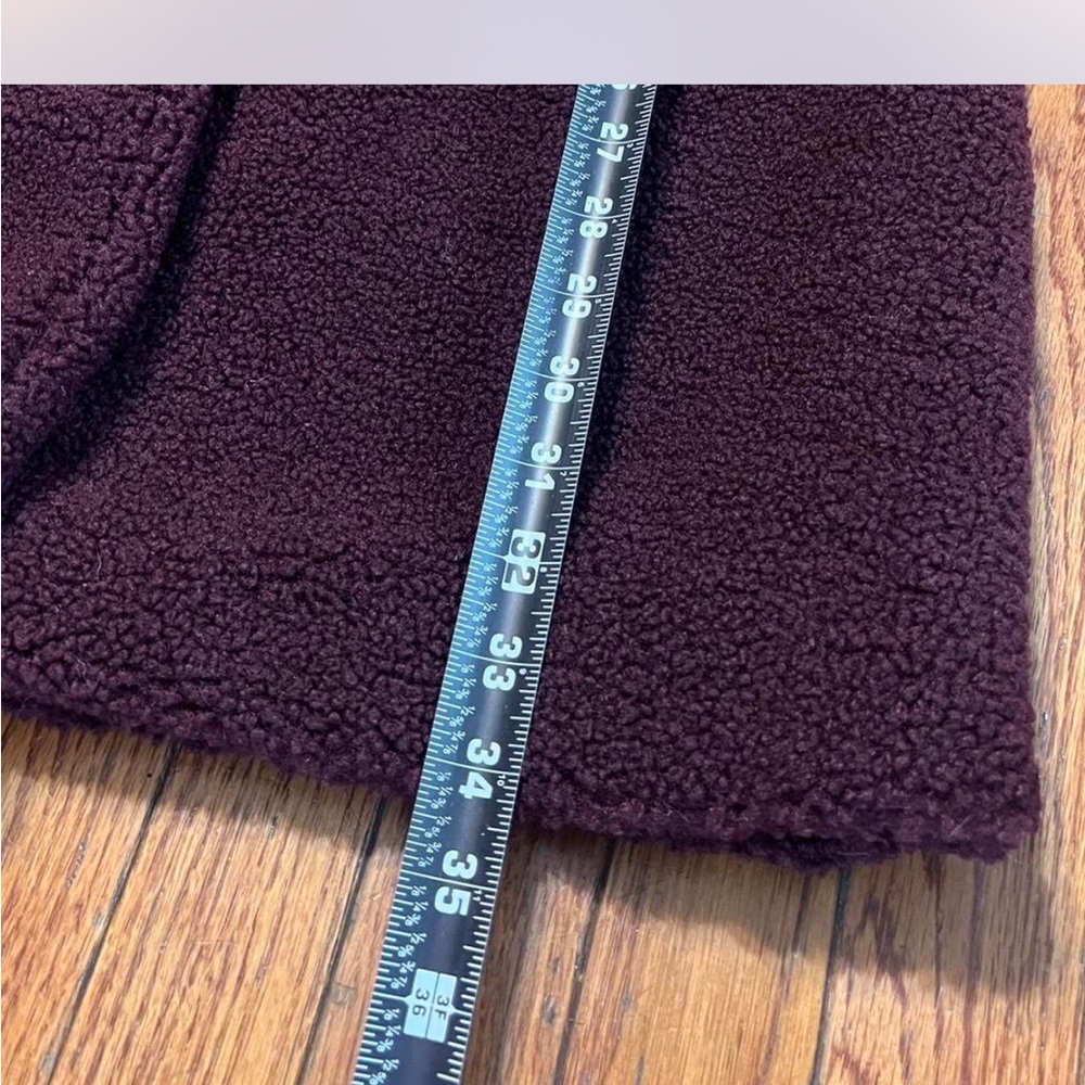 Womens French Connection Wine Colored Teddy Coat with Patch Pockets - Picture 9 of 11